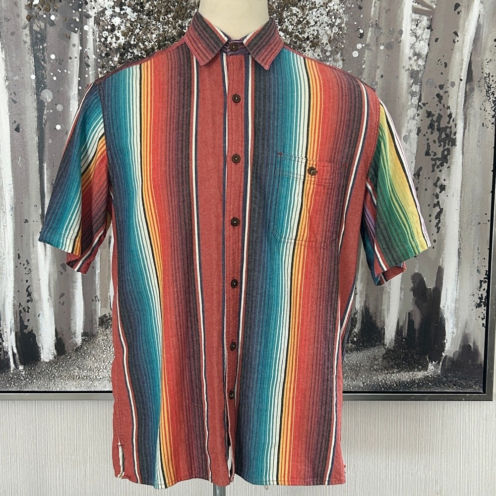 This Territory Ahead Men's 100% Cotton Button-Down Serape Stripe Short Sleeve L